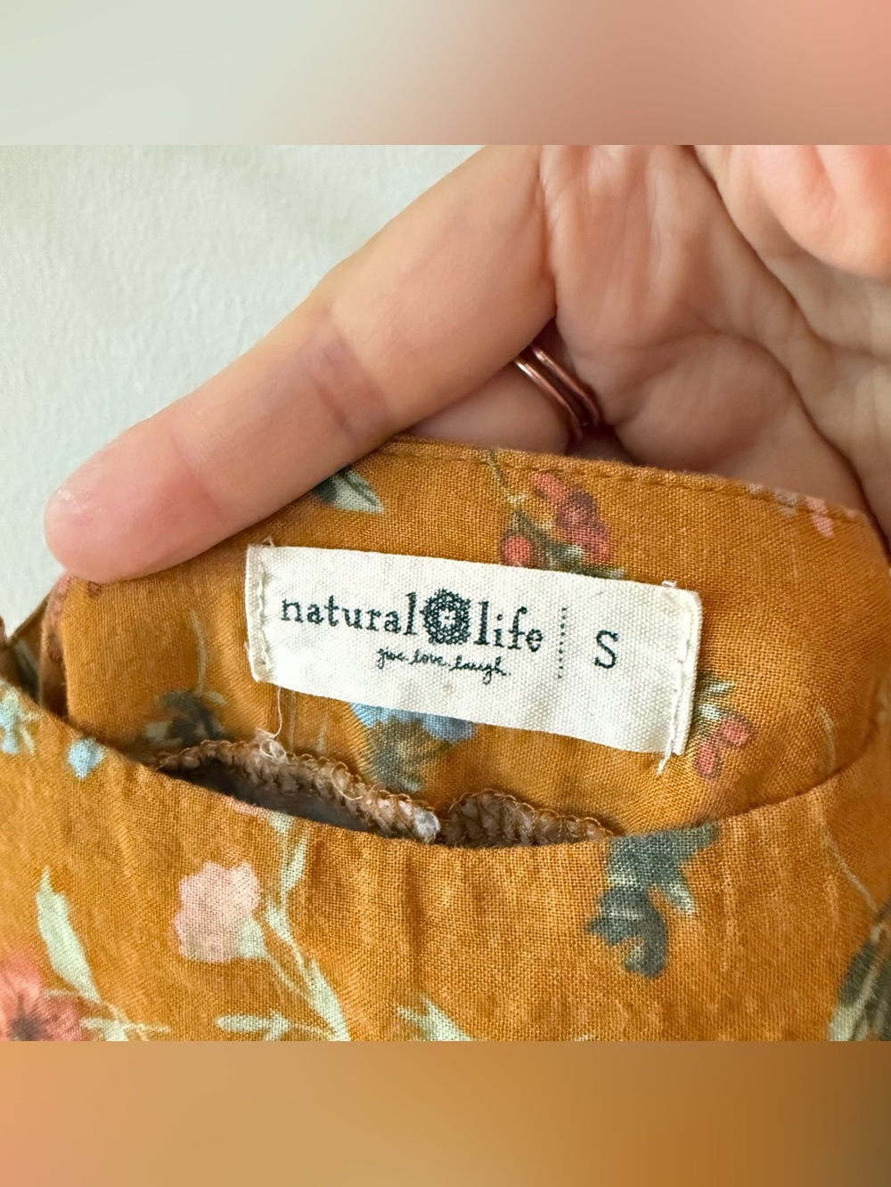 Natural Life mustard yellow floral print maxi dress size S, cottage core, frolic - Picture 9 of 12